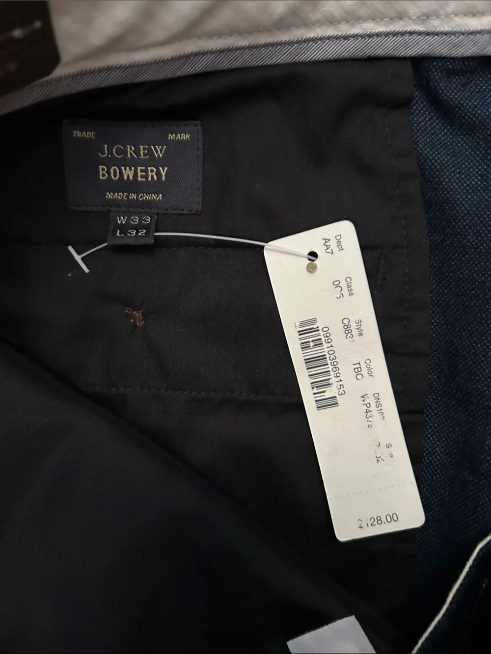 J.Crew 100% Wool Men’s Bowery Suiting Trousers in Dark Blue, W33 L32, NWT